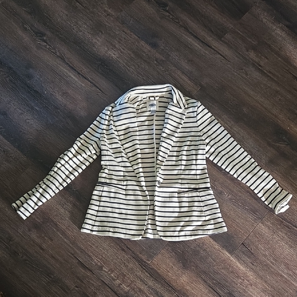 Old Navy Black and White Striped Blazer